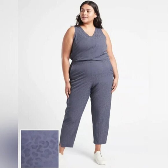ATHLETA Brooklyn Textured Jumpsuit Medieval Violet Plus Size 24 #981034 MSRP$129 - Picture 1 of 14